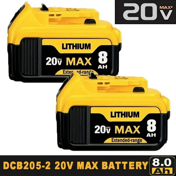 2-Pack 8000mAh Replacement for 20V MAX Battery Compatible with DCB200 DCB206 DCB207 DCB201 and Cordless Tools, High Capacity & Long-Lasting Power