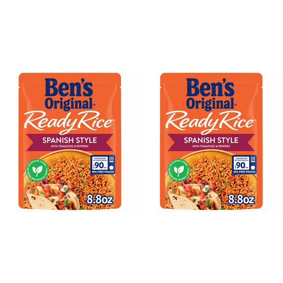 Ben's Original Ready Rice Spanish Style Flavored Rice, 8.8 oz - Pack of 2 - Grocery Staple, Easy Prep, Family Favorite, Pantry Essential, Quick Meal