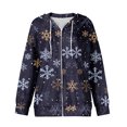 thumbnail image 3 of Women's Casual Fashion Long-Sleeve Zip-Up Hoodie with Christmas Print, Knitted Pullover for Comfortable Wear and Style,Dark Blue,M, 3 of 7