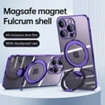 thumbnail image 3 of Plating Magnetic Shockproof for iPhone 14 Pro Case, [Compatible with MagSafe] With Lens Film Built-in Foldable Stand Slim Yet Protective Phone Case Cover for iPhone 14 Pro, Rosegold, 3 of 11