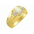 thumbnail image 3 of RYLOS Men's Rings Yellow Gold Plated Silver Rings Classic Designer Style 8X6MM Oval Gemstone & Diamond Ring Opal African Birthstone Rings For Men Size 11, 3 of 7