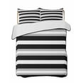 thumbnail image 2 of Black Grey Stripe King Size Down Alternative Comforter, Lightweight Comforter Quilt Bedding Set with Pillow Shams Minimalist Farmhouse Striped All Seasons Bed Comforter Duvet Insert 96"x106", 2 of 7