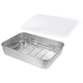 thumbnail image 4 of Miangastore 1 Set of Stainless Steel Roasting Pan with Rack Kitchen Storage Pan Oil Straining Grill Plate, 4 of 8