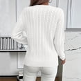 thumbnail image 4 of Women's Fall Winter Solid Color Long Sleeve Knit Sweater Round Neck Casual Pullover Top for Layering Winter Clothes,White,Size M, 4 of 5