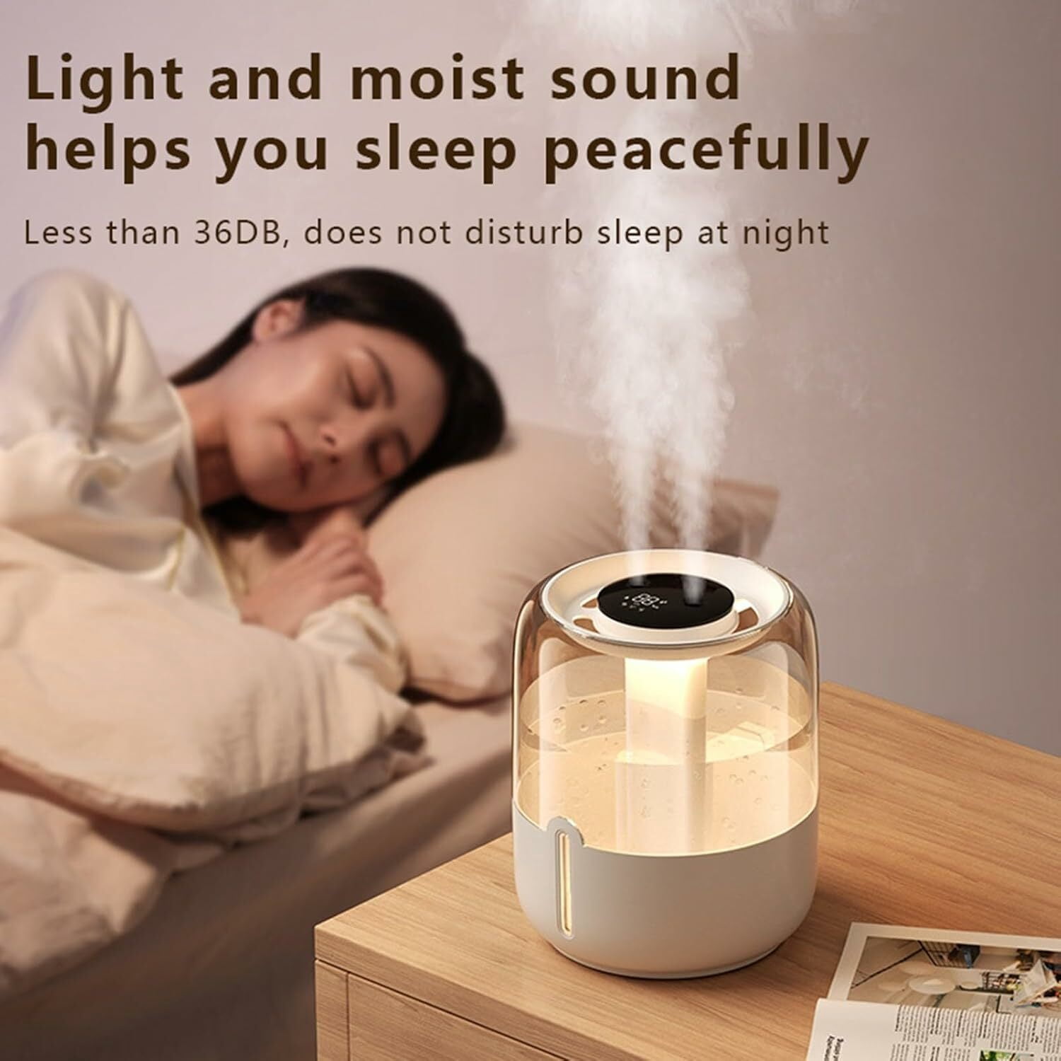 Humidifiers for Room,4L Cool Mist Humidifier,Top Fill Smart Cool Mist Air Humidifiers with Nightlight,3-Speed Quiet & Large Vaporizers for Bedroom,Home,Large Room,Baby Nursery and Plants