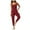 Wine, variant on OVBMPZD Workout Jumpsuits for Women Athletic Green Yoga One Piece Cutout Pockets Jumpsuits Rompers for Women L