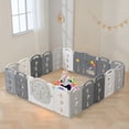 thumbnail image 5 of 18-Panel Portable Plastic Playpen, Spacious Safety Fence for Toddlers, Indoor & Outdoor Use, Gray, 5 of 6
