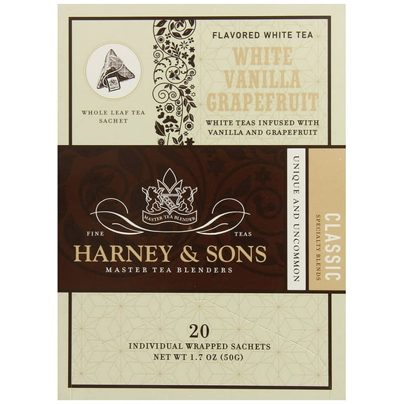 Harney & Sons White Tea Grapefruit 20 Sachets Pack, Vanilla