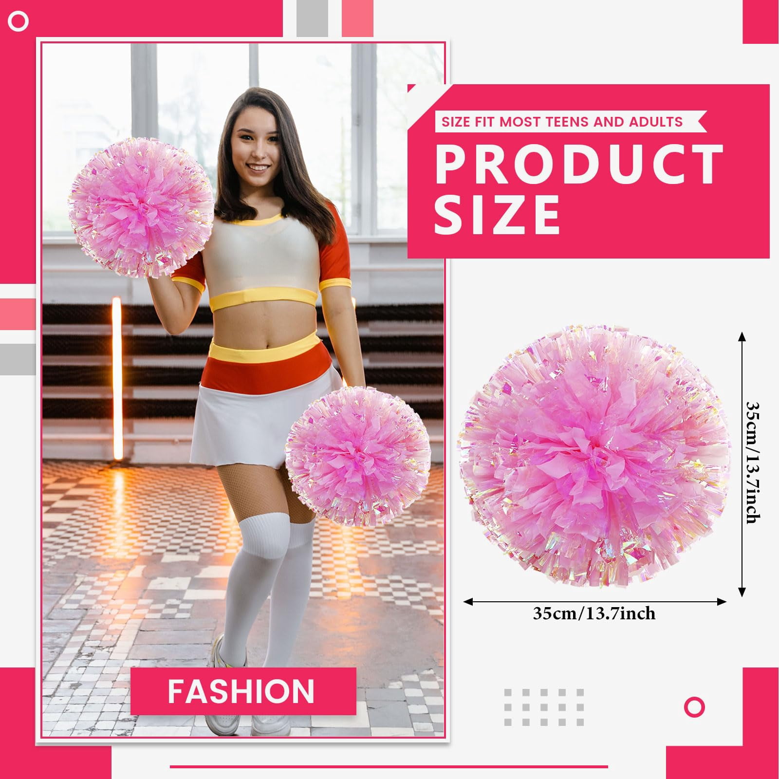 20 Pcs pom poms Cheer,13.7inch pom poms Cheerleading with Four Finger Payment Cheer Pom Pomsfor Dance, Matches