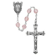 McVan R406DF 7 mm Tin Cut Crystal Croos Rosary Set - Pink