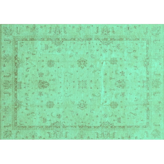 Ahgly Company Indoor Rectangle Oriental Turquoise Blue Traditional Area Rugs, 4' x 6'