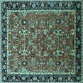 thumbnail image 1 of Ahgly Company Machine Washable Indoor Square Oriental Turquoise Blue Industrial Area Rugs, 6' Square, 1 of 4