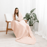 Comfy Cubs Adult Hooded Towel Large, 58 x 58 - Muslin Cotton Wearable Blanket, Blush