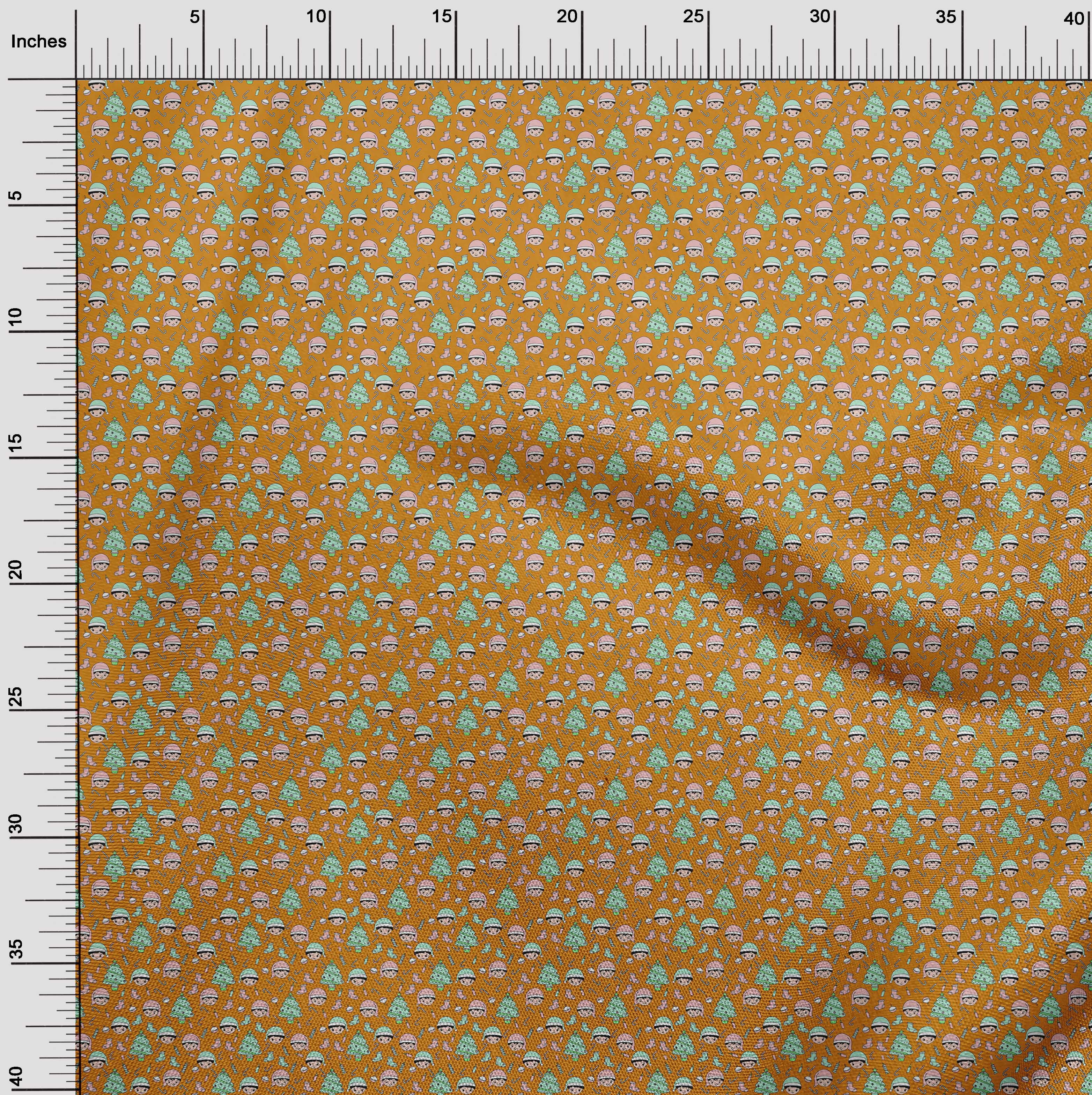 oneOone Georgette Viscose Orange Fabric Christmas Fabric For Sewing Printed Craft Fabric By The Yard 42 Inch Wide