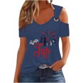 thumbnail image 1 of Tops de Hombro Frío para las Mujeres Día de la Independencia Impreso Fuera Del Hombro Blusa con Cuello en V, Fuera Del Hombro de las Mujeres, 1 of 4