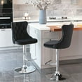 thumbnail image 2 of PORKISS Swivel Velvet Bar Stools, Chrome Base Barstools Set of 2 with Tufted Backs, Modern Upholstered Adjustable Seat for Home Pub and Kitchen Island, Black, 2 of 11