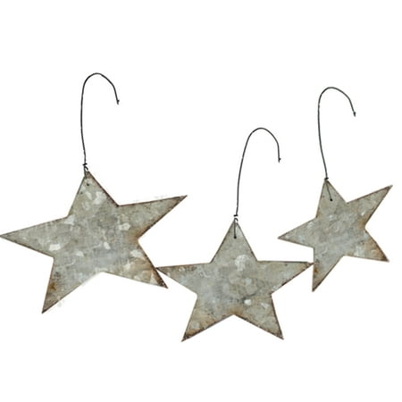 Tin Ornament - Galvanized Stars - Set of 15 - you'll love this round up of rustic farmhouse metal decor pieces for holiday, entertaining, and decorating!