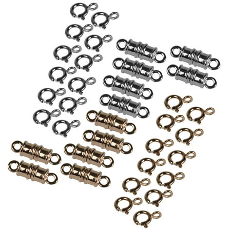 White Gold Spring Ring - Evelots Spring Ring & Magnetic Clasp Set, Gold & Silver Tone, 36 Pieces- 3 Pack