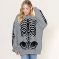 thumbnail image 2 of HUITKMM Chandail pour Femmes Unisexe Mode Imprimé Design Squelette Surdimensionné Longline Sans Capuche Col Rond pour et Mode Urbaine Décontracté, 2 of 5