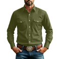 thumbnail image 4 of LODIENY Men Button Down Collared Shirts Long Sleeve Lightweight Regular Fit Business Work Shirt with Flap Pockets Army Green XXL, 4 of 8