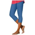 thumbnail image 3 of Capri Leggings for Women Summer Casual Elastic High Waist Wave Hem Workout Yoga Cropped Capris Pants, 3 of 6