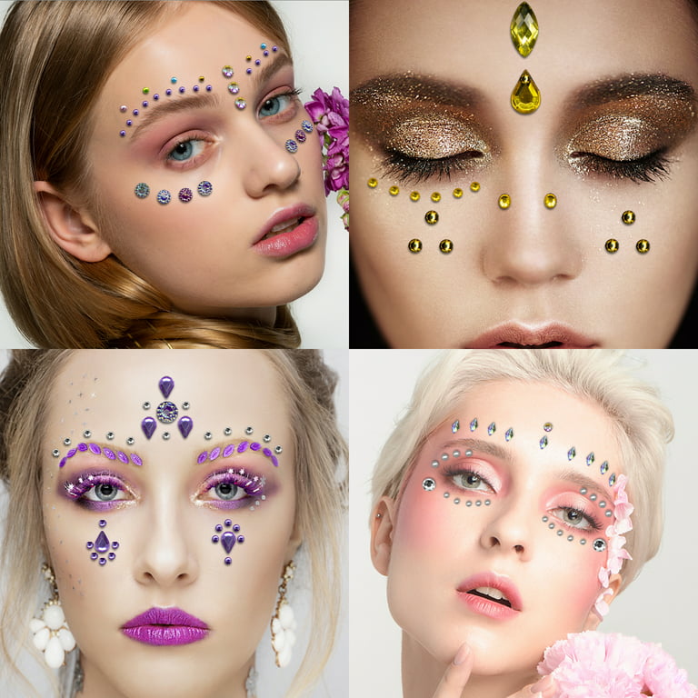 4 PCS/Set Self-Adhesive Face Rhinestones For Makeup Festival Face Jewelry,  Stick On Pearls Hair Gems, Pearl Rhinestones Stickers For Face, Hair, Eye