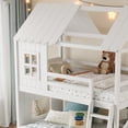 thumbnail image 5 of Leumius Twin over Full House Bunk Bed with Ladders and Slides, House Floor Bunk Bed Frame with Storage Shelves and Wardrobe, Playhouse Design for Boys Girls White, 5 of 9
