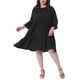 thumbnail image 2 of Vestido de verano de talla grande Agnes Orinda para mujeres, con cuello atado, mangas de encaje, vestido midi con volantes y fluido, 3X negro, 2 of 6