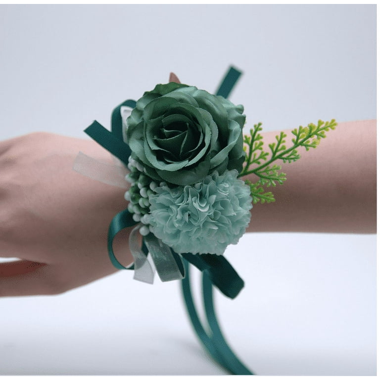 Rikyo 3" Artificial Silk Blackish Green Rose and Carnation Wedding Bouquet  (2 Count) - Walmart.com