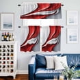 thumbnail image 2 of Abstract Stitching Kitchen Curtains Valances and Tiers Set of 3 Red White Water Ripple Gradient Tier Curtains and Valance with Rod Pocket for Small Windows, 27.5"x36", 2 of 9