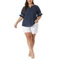 thumbnail image 2 of NOMADIC NOOK Women's Plus Size Summer Pin Dots Ruffle Short Sleeve V Neck Blouses, 2 of 5