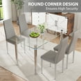 thumbnail image 2 of PAPROOS Dining Table Set for 4, Modern Kitchen Table Sets with Tempered Glass Dining Table and 4 PU Leather Chairs, Compact Dining Room Set for Small Space, Home Dinette Set for 4, Gray, 2 of 9
