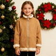 thumbnail image 6 of Ruyang Christmas Fleece Sweatshirts for Boys Girls Zip Up Fuzzy Trim Xmas Jackets Trendy Furry Cute Hoodies Pockets, 6 of 9