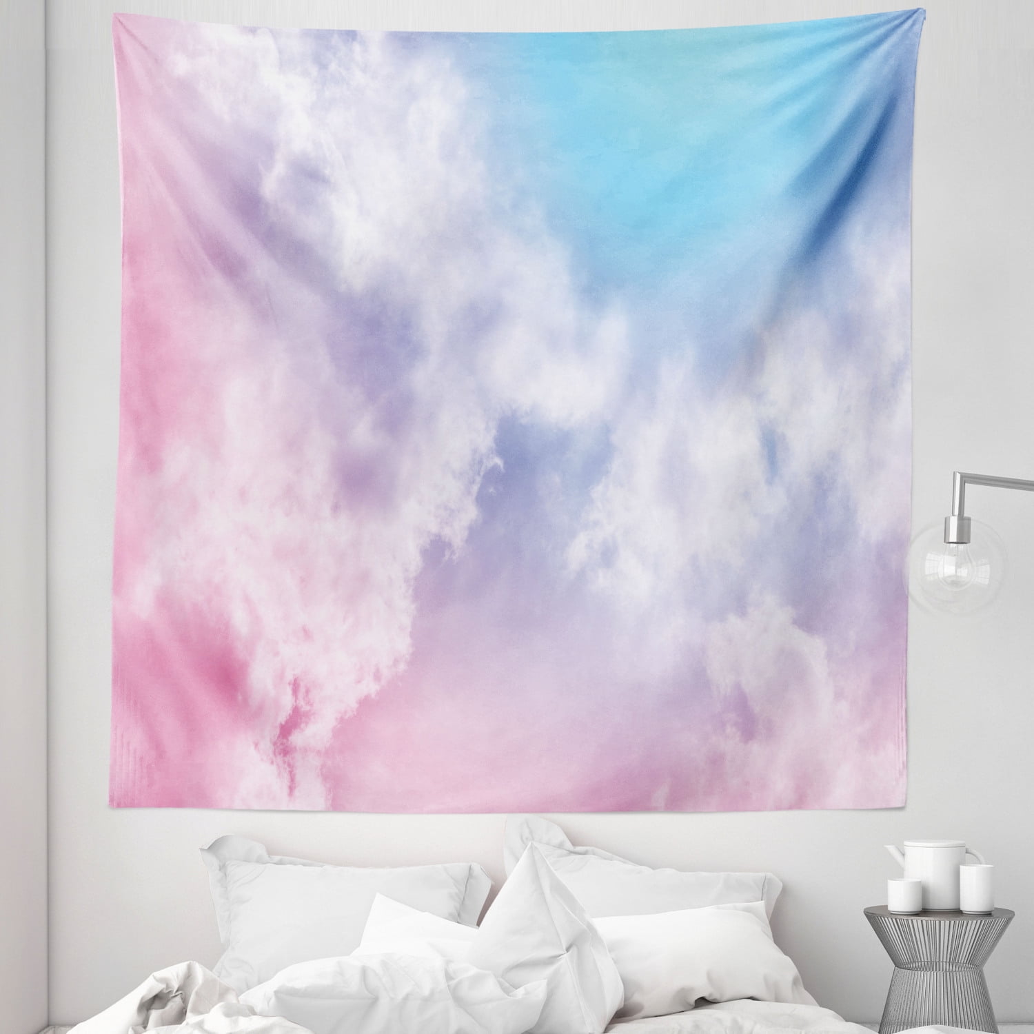 Pastel Tapestry, Fantasy Sky Abstraction Smoky Clouds Foggy Ethereal  Composition, Fabric Wall Hanging Decor for Bedroom Living Room Dorm,  Sizes, Pale Pink Aqua White, by Ambesonne