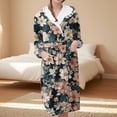 thumbnail image 2 of Women's Fleece Plush Robe Long Warm Plush Bathrobe Loungewear Jacket Printed Comfort Robe, 2 of 5