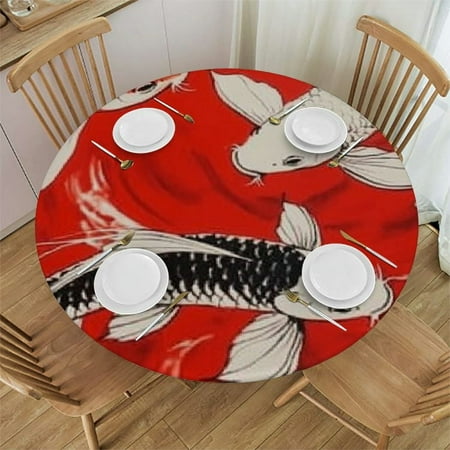 

Autua Fish Theme Round Tablecloth Stain-Resistant Washable for Indoor Outdoor Restaurants Weddings Parties Home Kitchen Decoration 46 -50