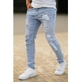 thumbnail image 5 of GINGTTO Men's Skinny Jeans Stretch Ripped Tapered Leg, Light Blue Ripped, 30W x 30L, 5 of 5