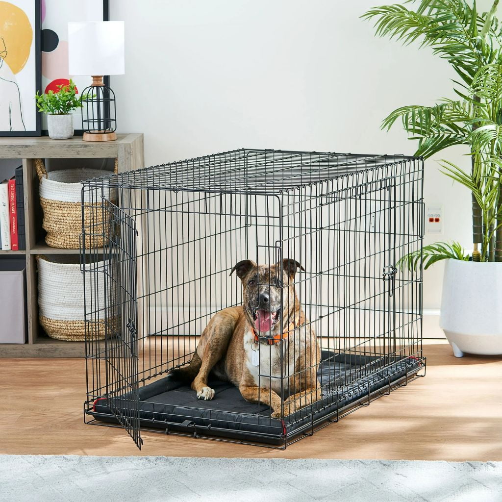 Water-Resistant Dog Crate Mat Cushion Bed, Black, 35"