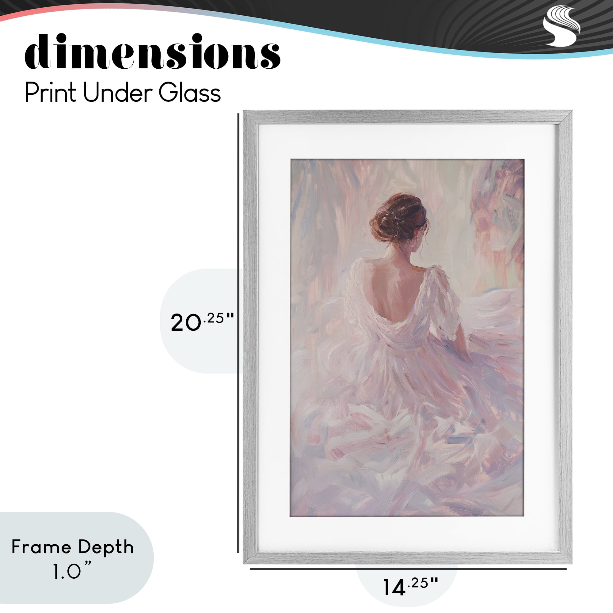 Stupell Industries Graceful Woman in Blush Gown Gray Framed Print Under Glass, design by Petal Prints Design