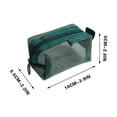 thumbnail image 3 of Bolsa de almacenaje pequeña transparente de malla para cosméticos, joyería, papelería y artículos de viaje, ligera, portátil, de doble capa, color verde., 3 of 6