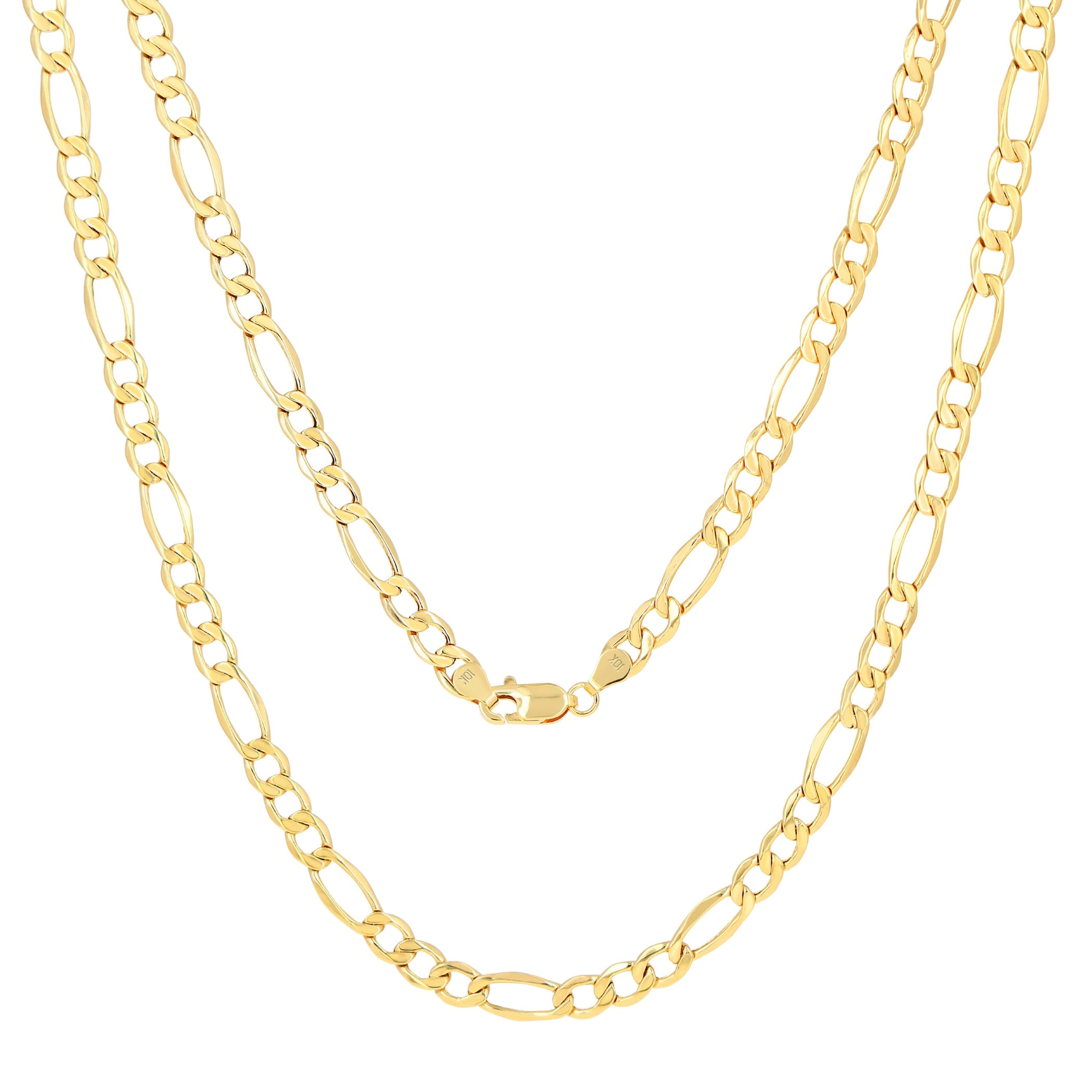Nuragold 10k Real Yellow Gold Figaro Link 5.5mm Chain Necklace (16"-30") Italian Jewelry for Men & Women