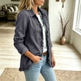 thumbnail image 6 of LTTVQM Womens Ruffled Long Sleeve Denim Jacket Button Down Open Front Cropped Jean Top Coat, 6 of 7