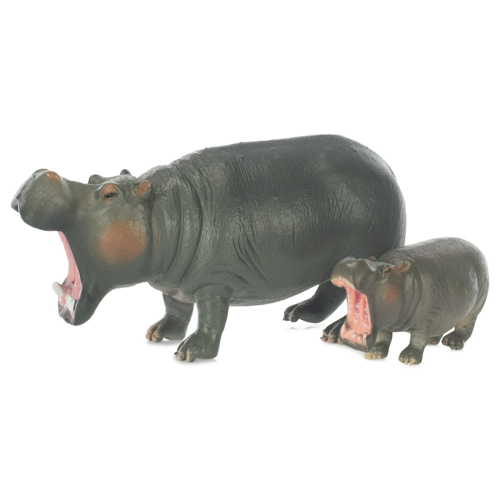 Hippo Mom and Baby Animal Figure 5 inch Children s Toy 2 Piece Playset