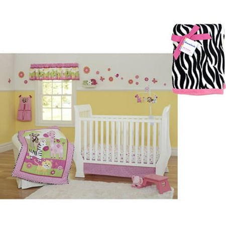 Garanimals Sunny Safari 5-Piece Crib Bedding Set w/BONUS Valboa Blanket