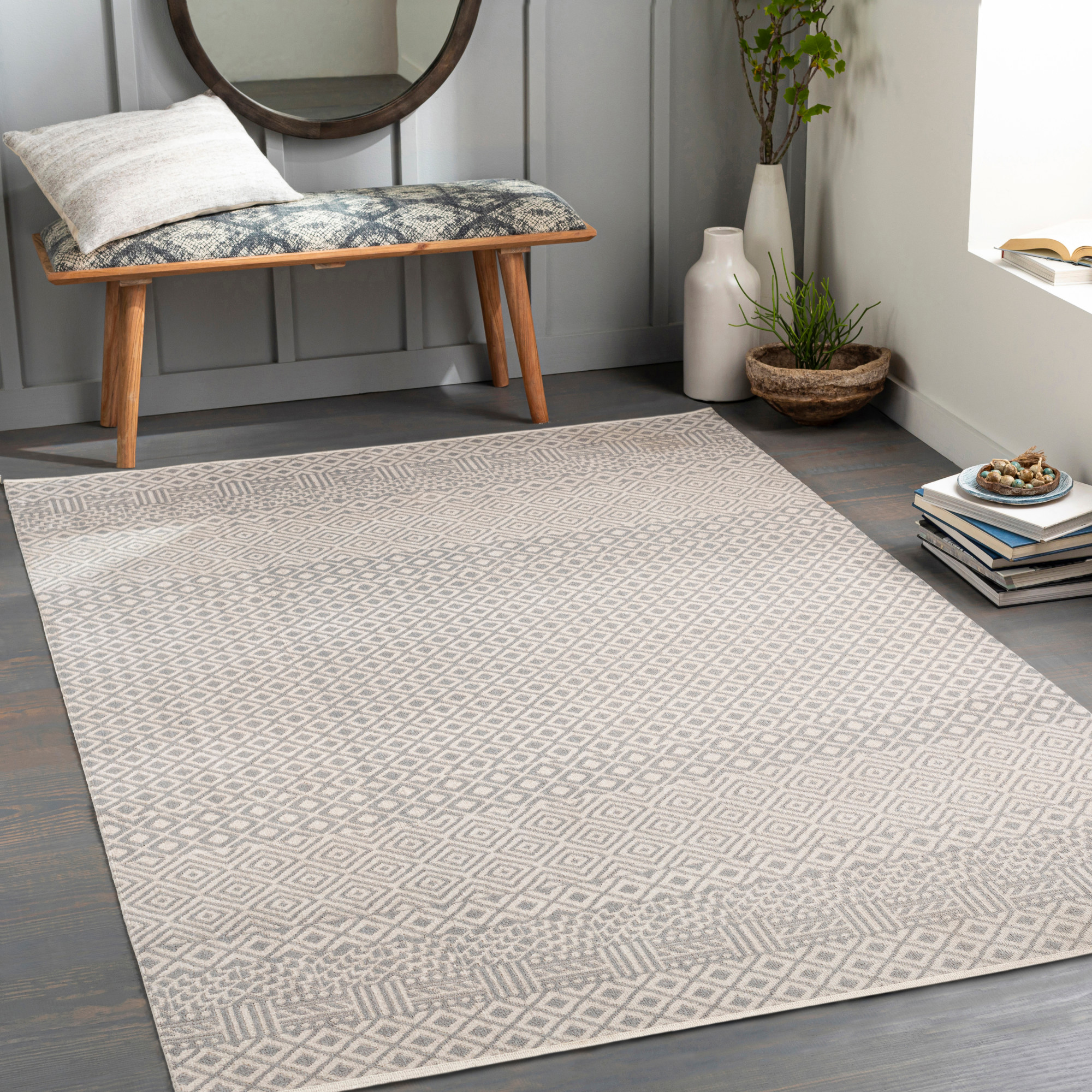 Artistic Weavers Lavadora Tribal Machine Washable Area Rug, Gray ,9'2" x 12'