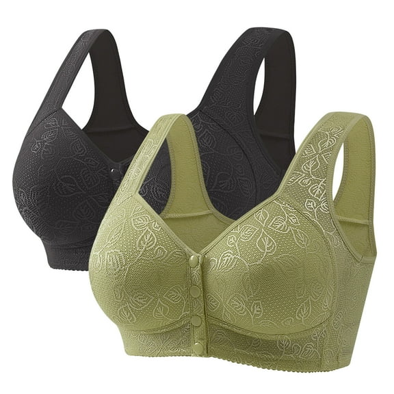 HEVIRGO Push-Up Cotton Bra for Older Women Full Coverage Front Closure Bras Breathable Supportive Bra Padded Lifting Bras for Daily Wear