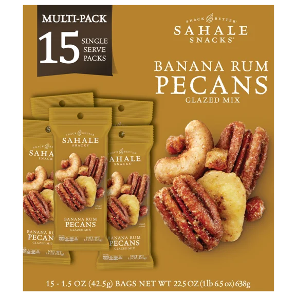 Sahale Snacks Pecans Glazed Mix, Banana Rum, 1.5 oz, 15 ct