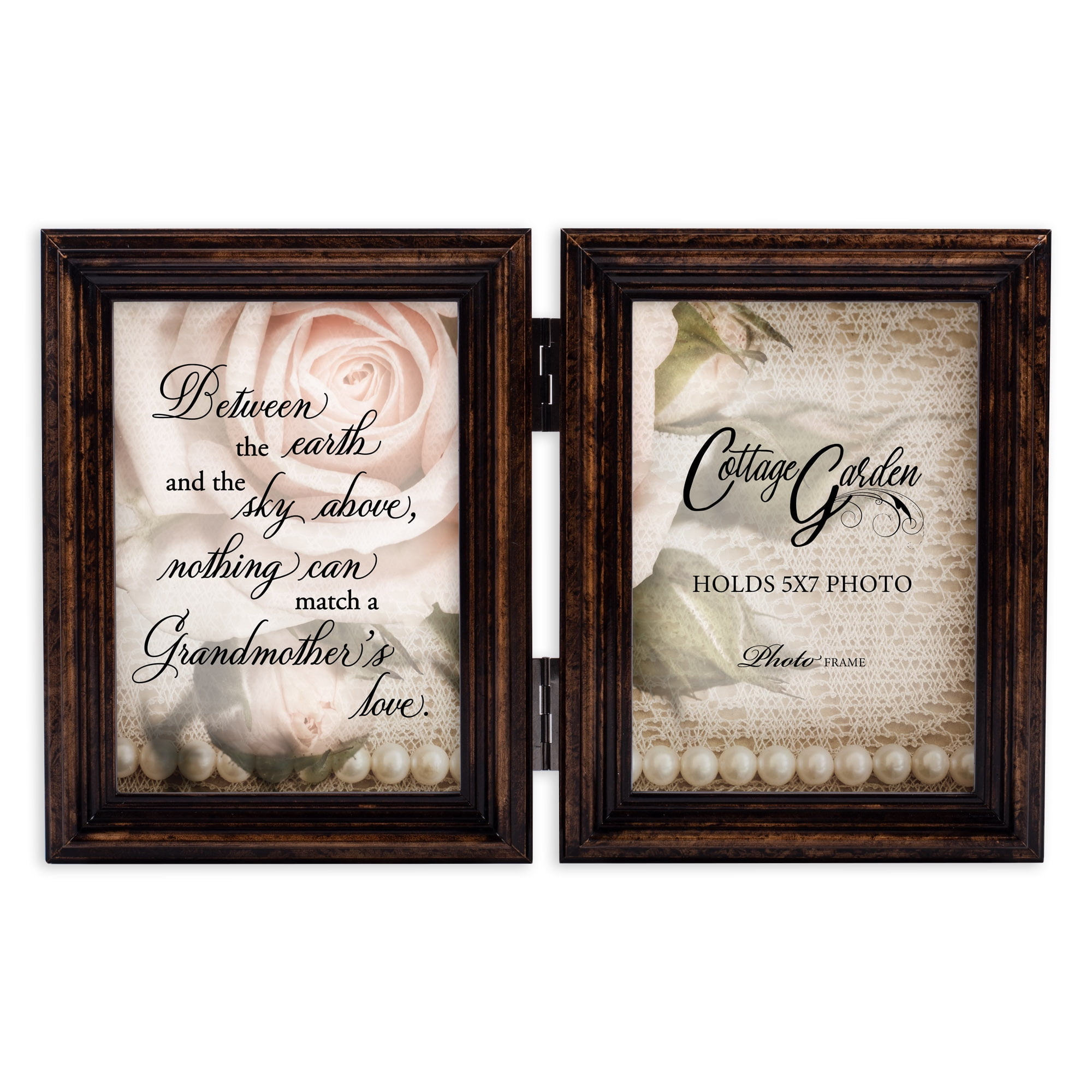 Earth Sky Match Love Amber Wood Double Tabletop Photo Frame Holds Two 5x7 Photos