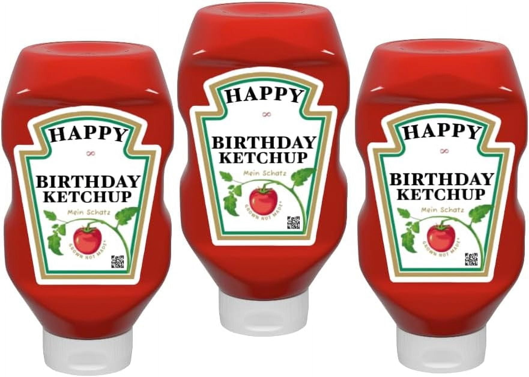 Custom Text Happy Birthday Ketchup Bottle Labels, Set of 2, 500ml/570g, Party Favor