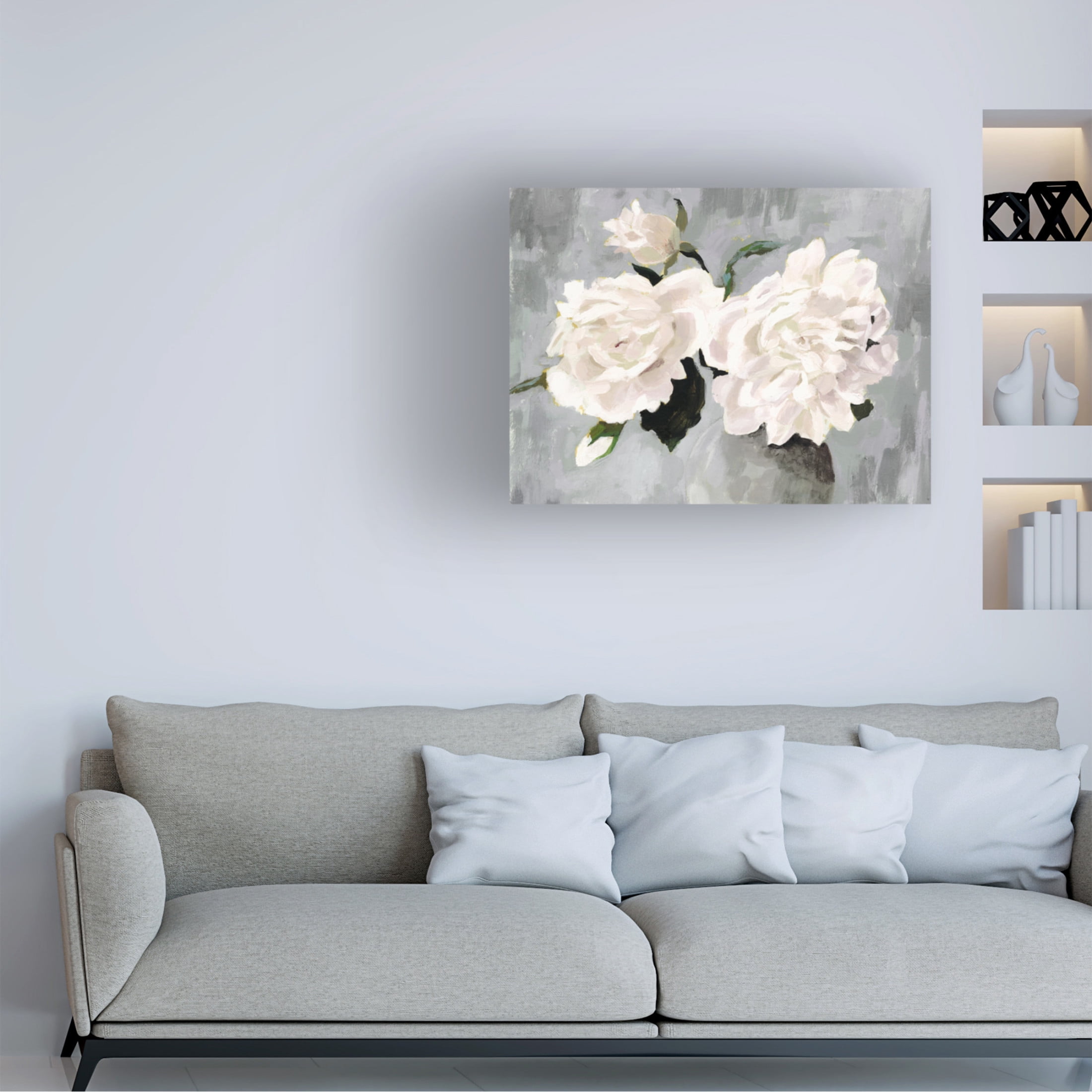 Trademark Fine Art Victoria Borges White Blooms in Gray Vase I Canvas Wall Art